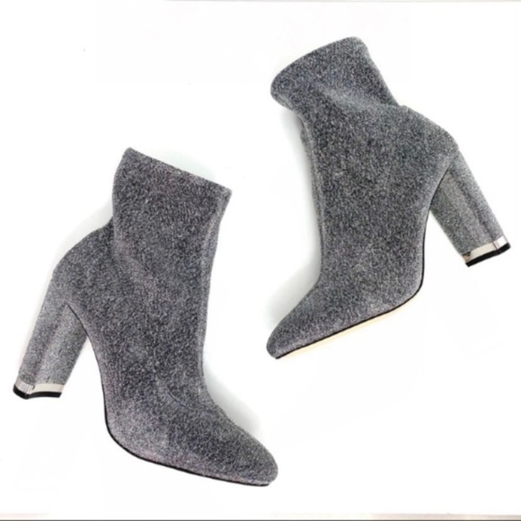 MICHAEL Michael Kors 70s Glitter Metallic Silver Stretch Ankle Heel Boot Size 10 - Picture 4 of 13